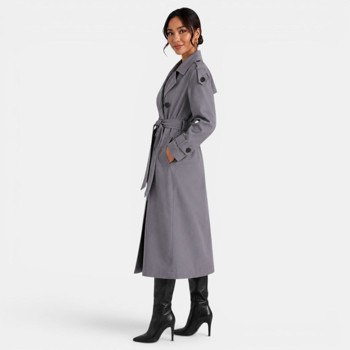 Gabardina Mujer Elegante Cinturón