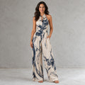 Mono Mujer Beige Pierna Ancha Halter