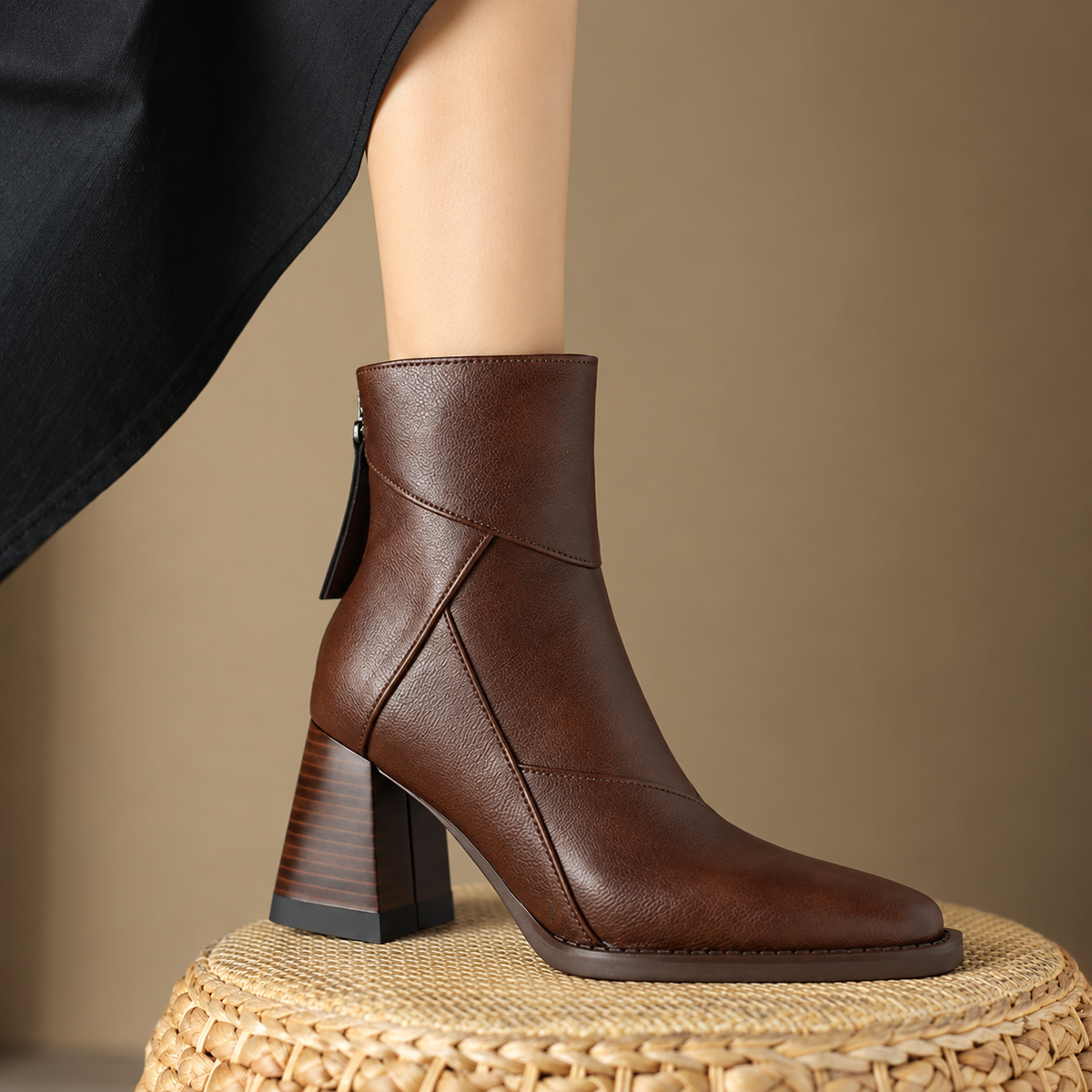 Botines Mujer Tacón Grueso Retro