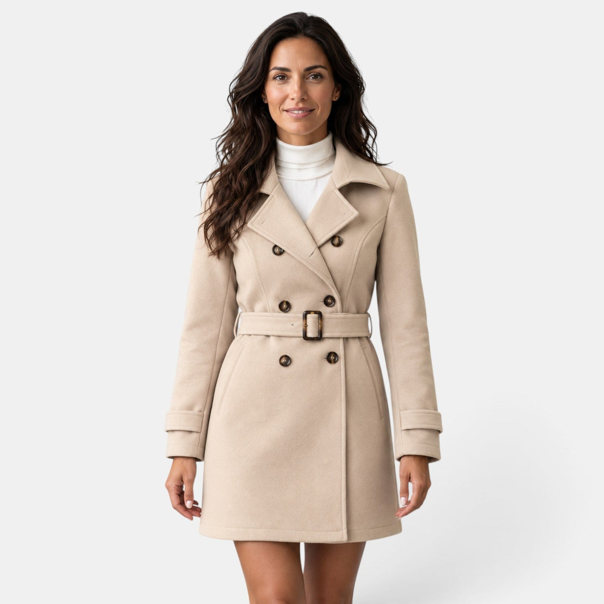 Gabardina Mujer Beige con Cinturón Ajustable
