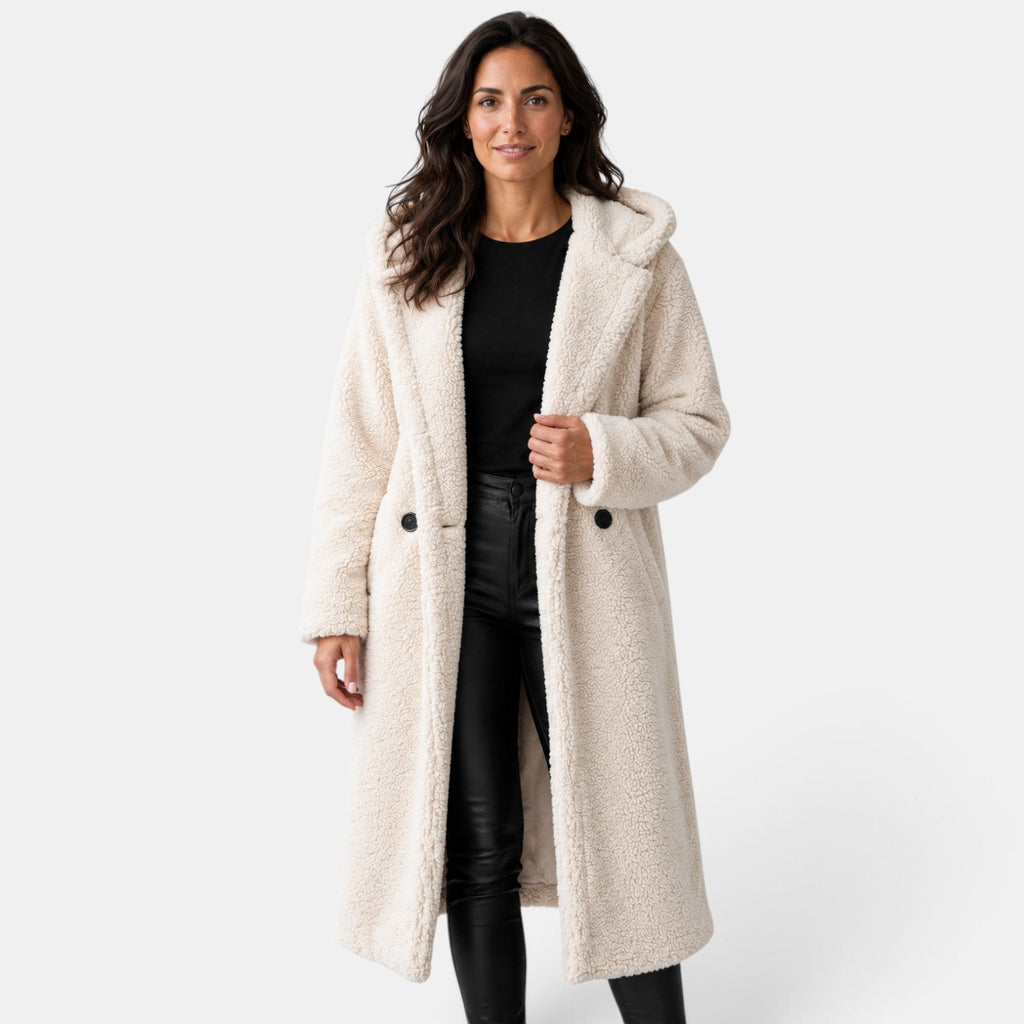 Abrigo Mujer Teddy Oversize con Capucha