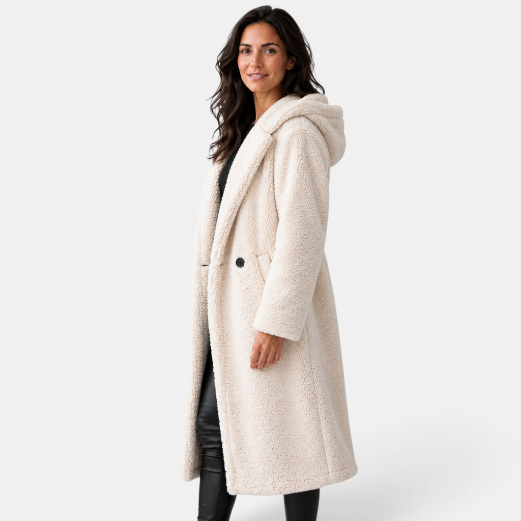 Abrigo Mujer Teddy Oversize con Capucha