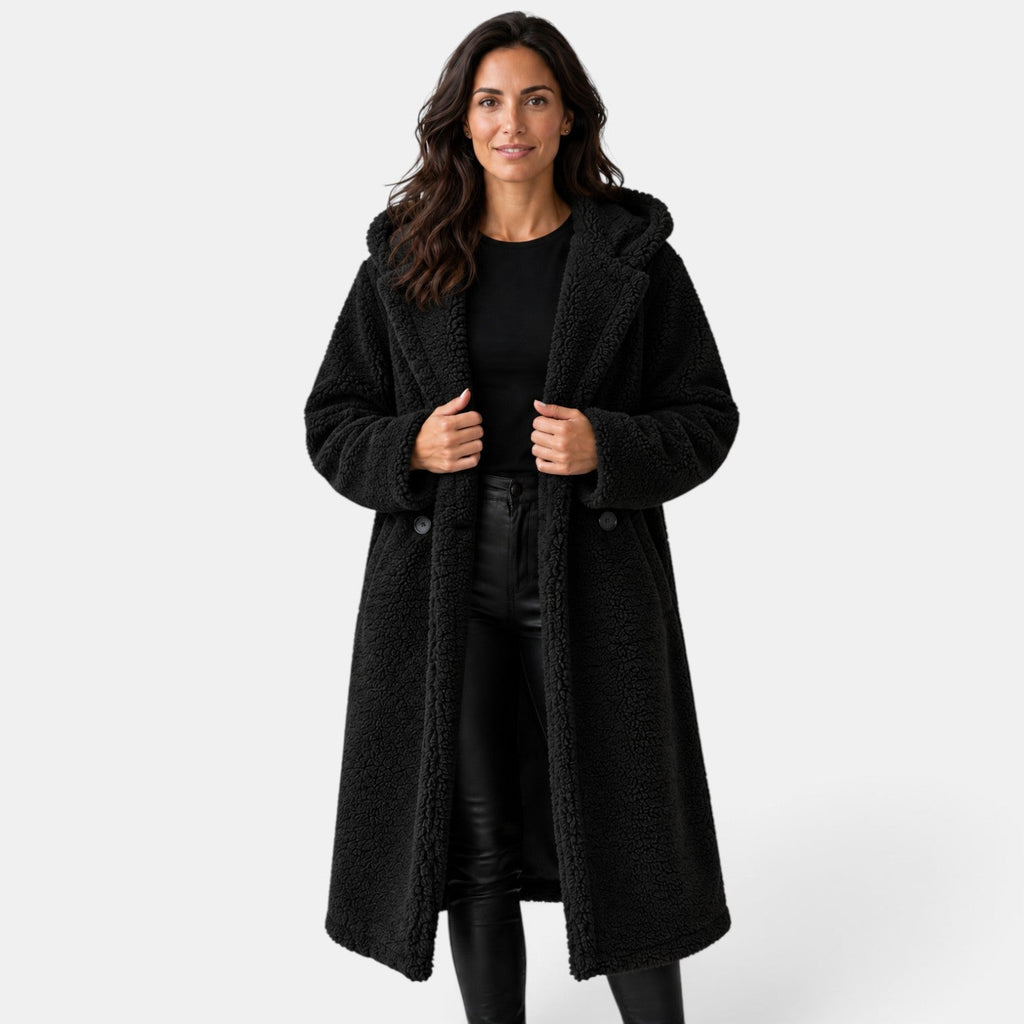 Abrigo Mujer Teddy Oversize con Capucha