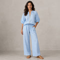 Conjunto Mujer Top con Cremallera y Pantalón Ancho