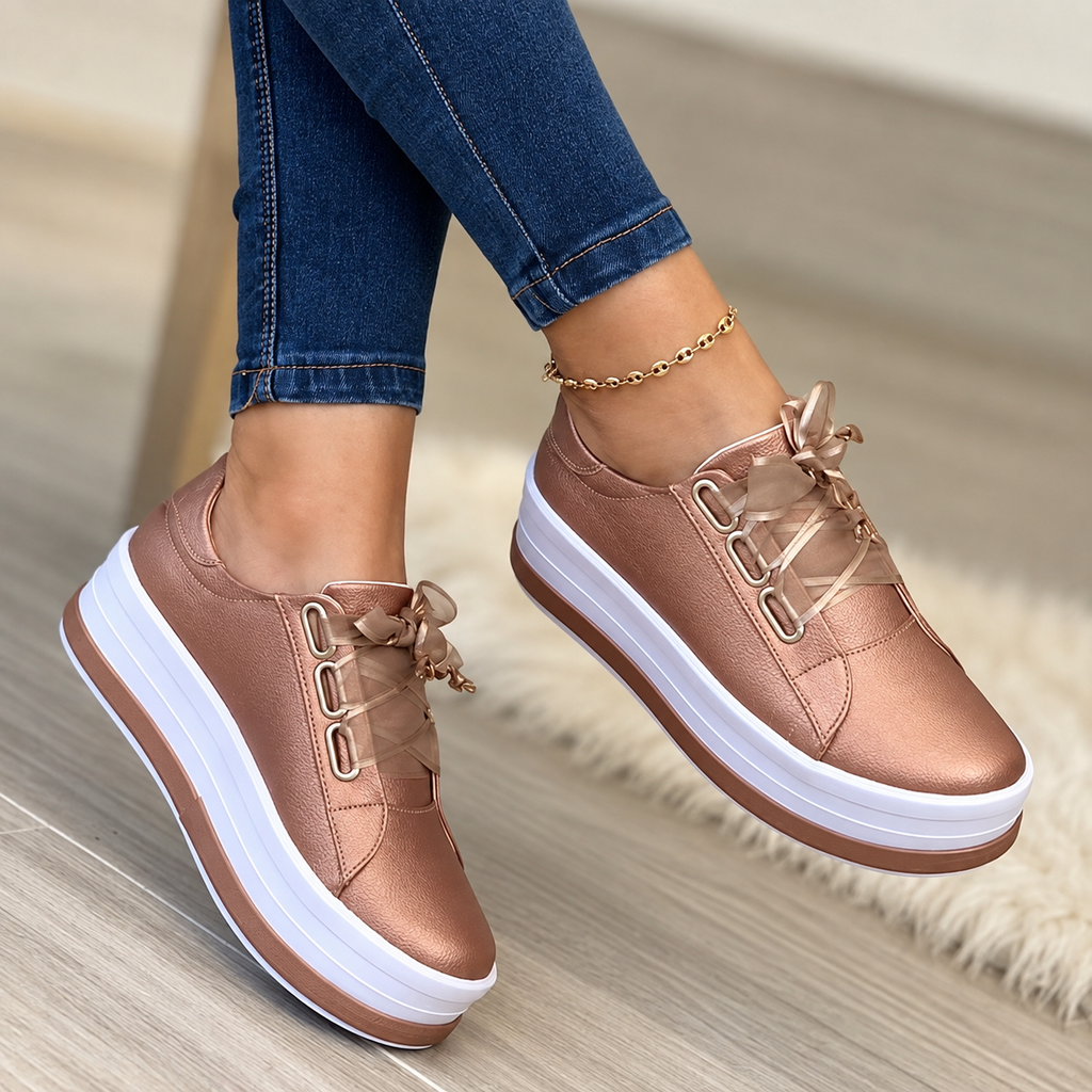 Zapatillas Mujer Plataforma con Lazos