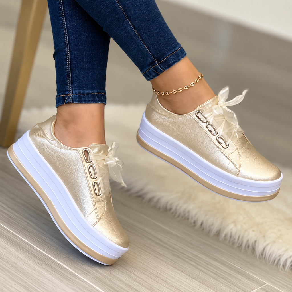 Zapatillas Mujer Plataforma con Lazos
