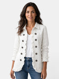 Blazer Mujer Elegante con Volantes y Solapa Plisada