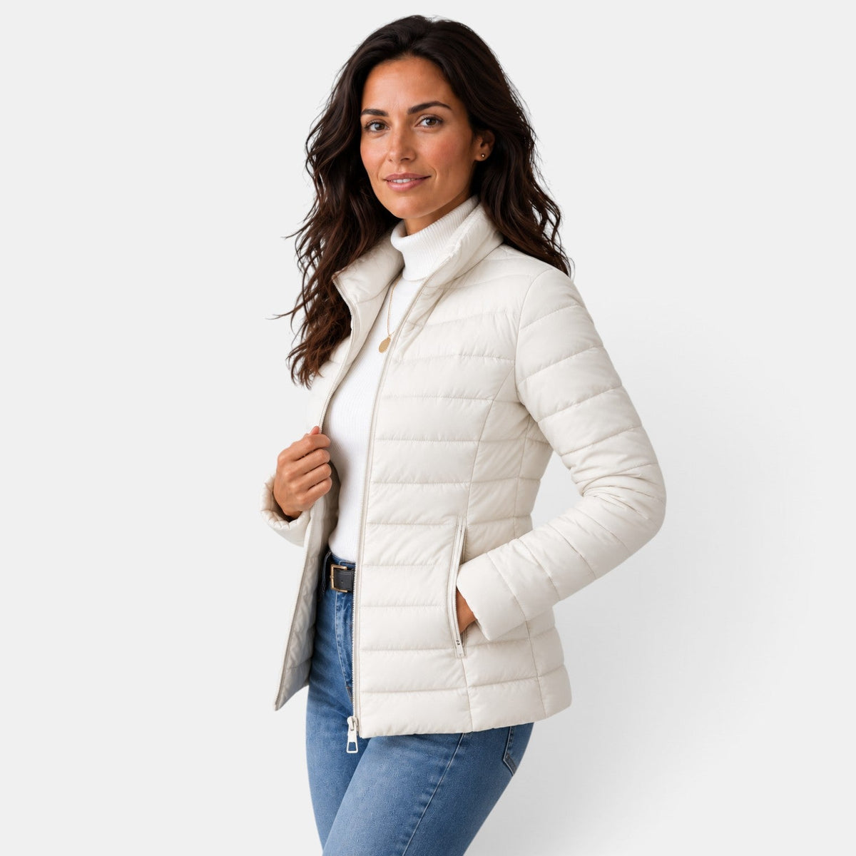 Chaqueta Acolchada Mujer Ligera Cuello Alto
