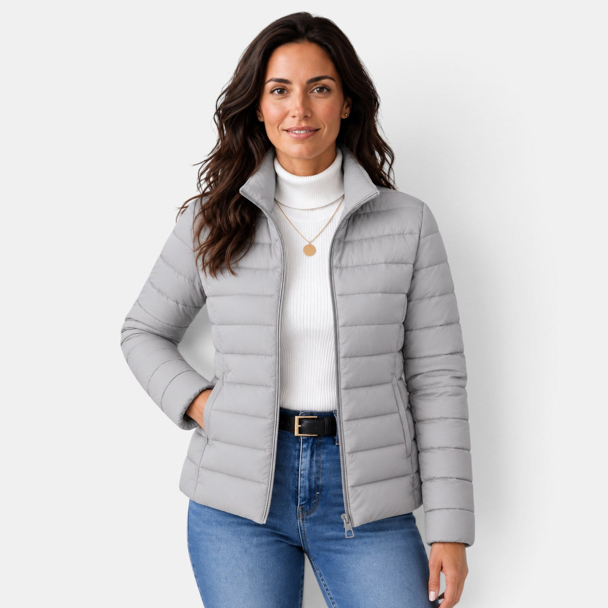 Chaqueta Acolchada Mujer Ligera Cuello Alto