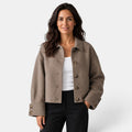 Chaqueta Mujer Marrón Acolchada con Solapa