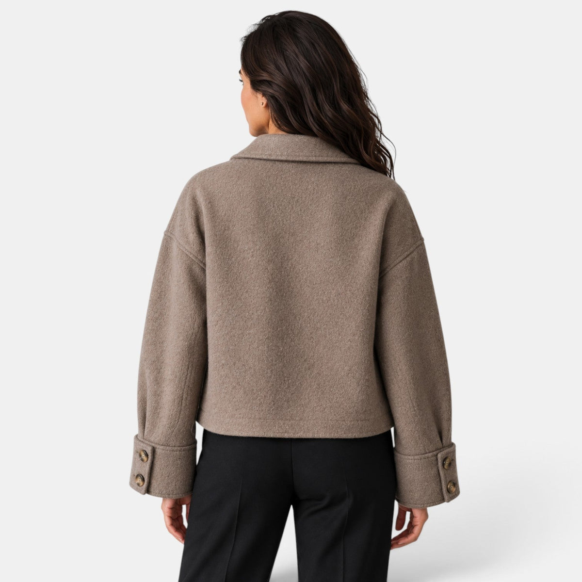 Chaqueta Mujer Marrón Acolchada con Solapa