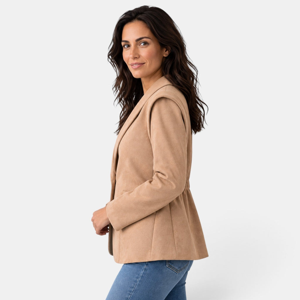 Chaqueta Ante Mujer Retro con Solapas