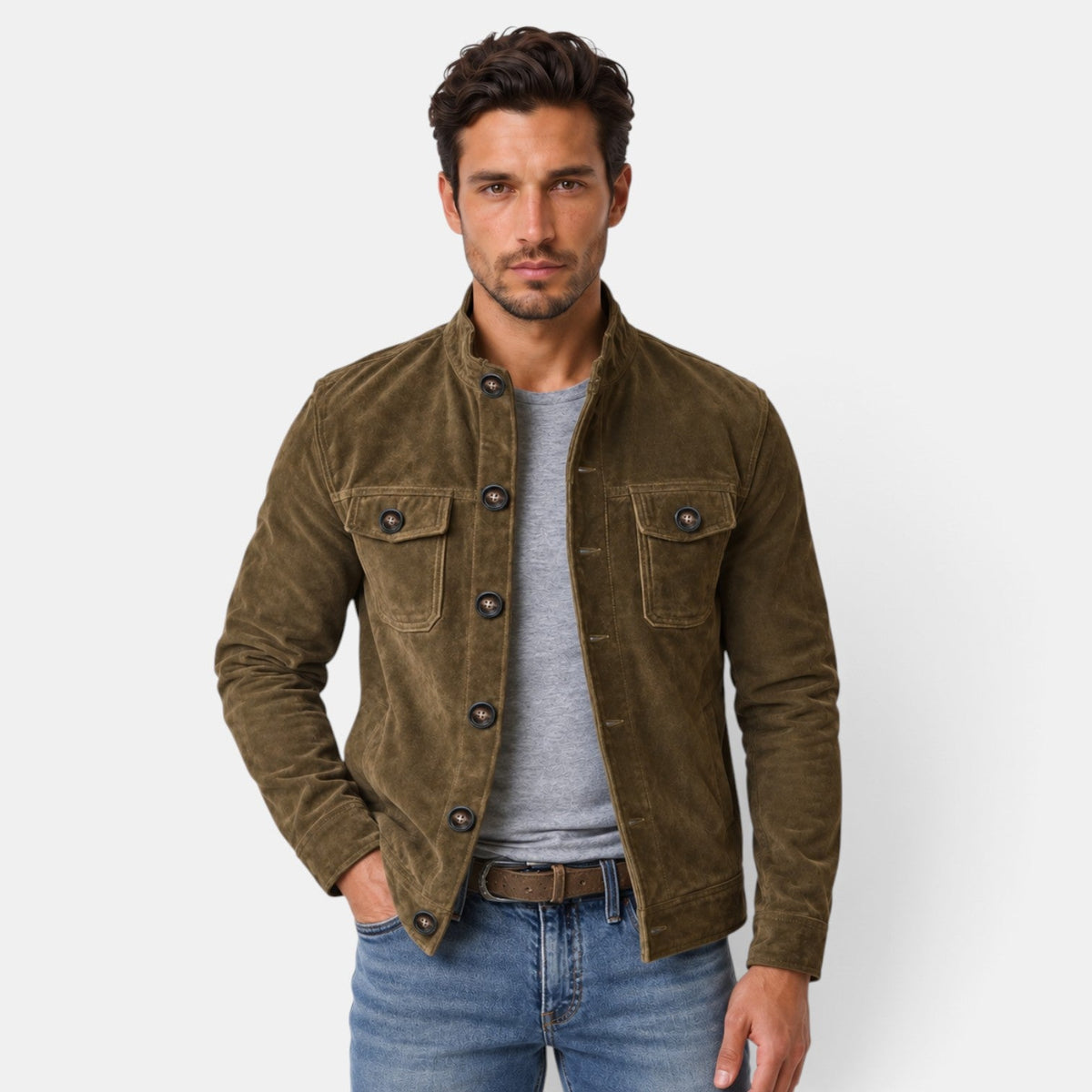 Chaqueta Hombre Ante Biker Vintage