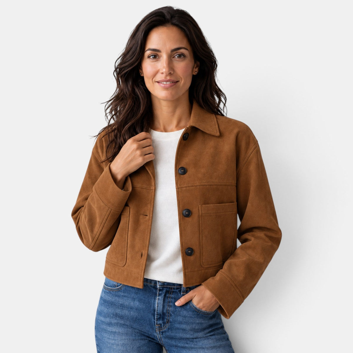 Chaqueta Ante Mujer Corta Otoño Invierno