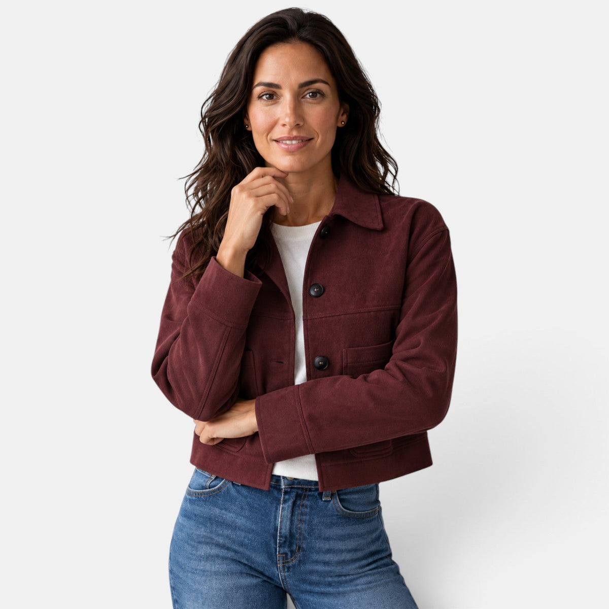 Chaqueta Ante Mujer Corta Otoño Invierno