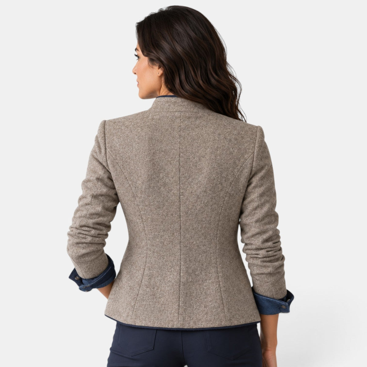 Blazer Mujer Marrón Elegante Entallada Oficina