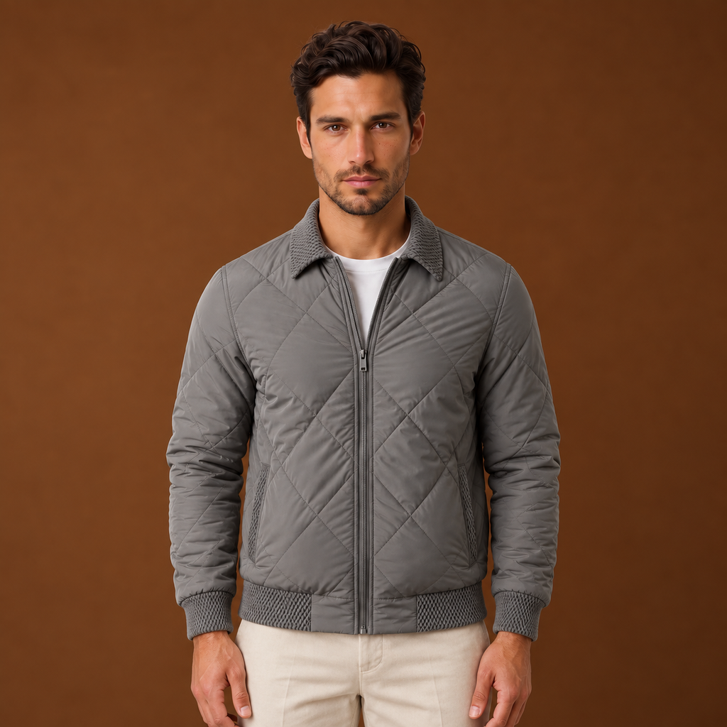 Chaqueta Bomber Hombre Casual con Cremallera