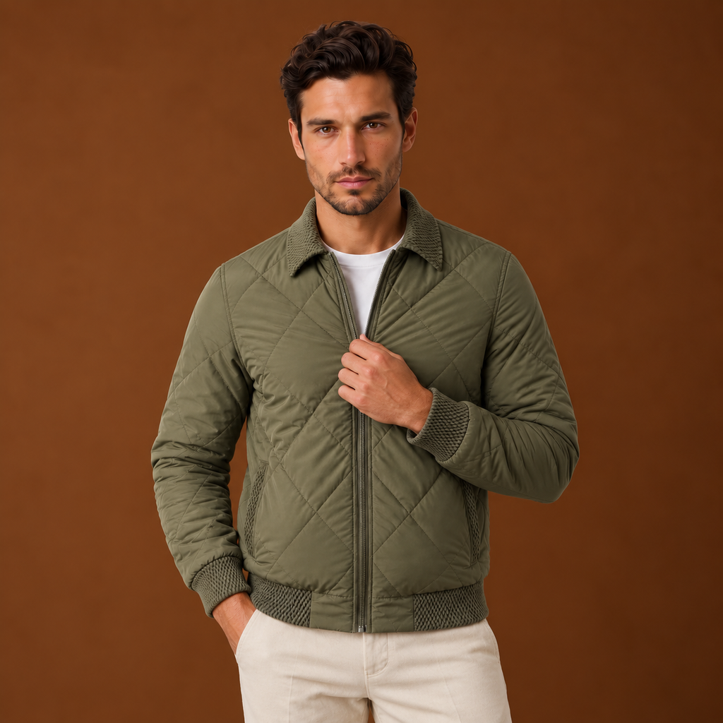 Chaqueta Bomber Hombre Casual con Cremallera