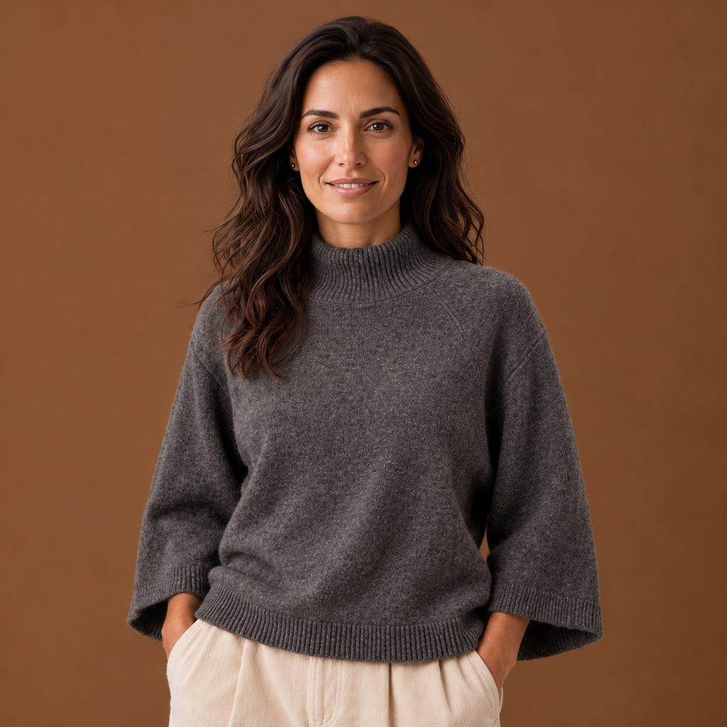 Suéter Mujer Oversize Punto Grueso Cuello Alto