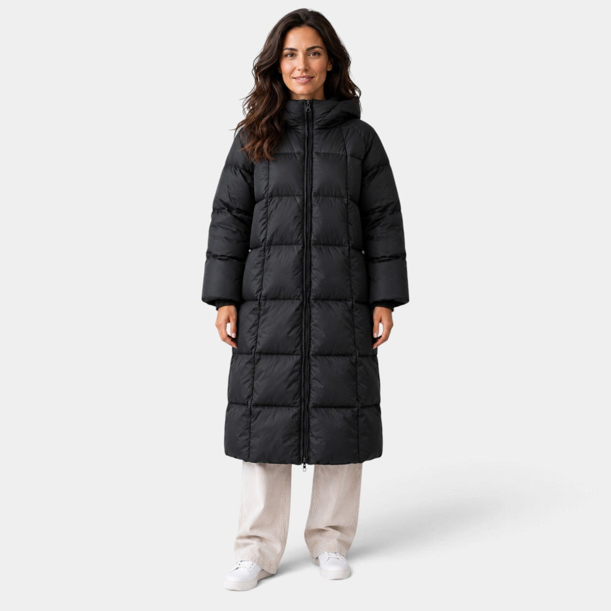 Abrigo Mujer Invernal Acolchado Largo con Capucha Generosa