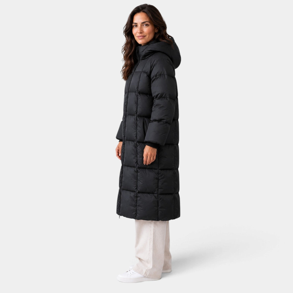 Abrigo Mujer Invernal Acolchado Largo con Capucha Generosa