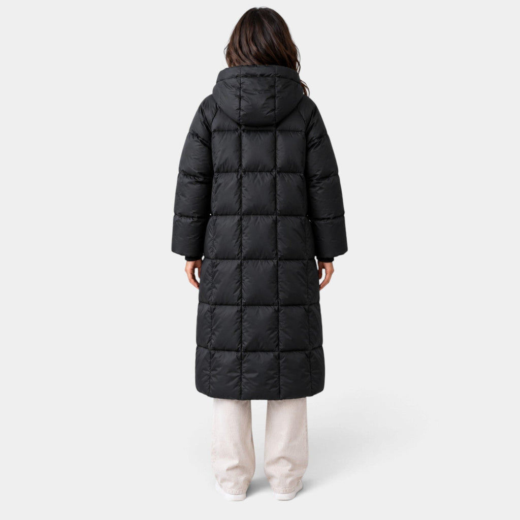 Abrigo Mujer Invernal Acolchado Largo con Capucha Generosa