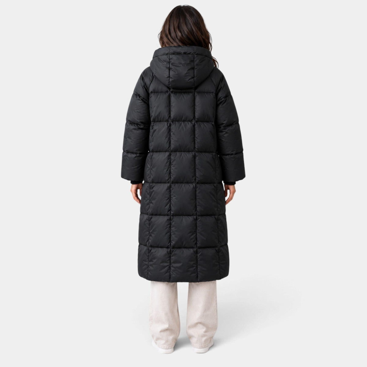 Abrigo Mujer Invernal Acolchado Largo con Capucha Generosa