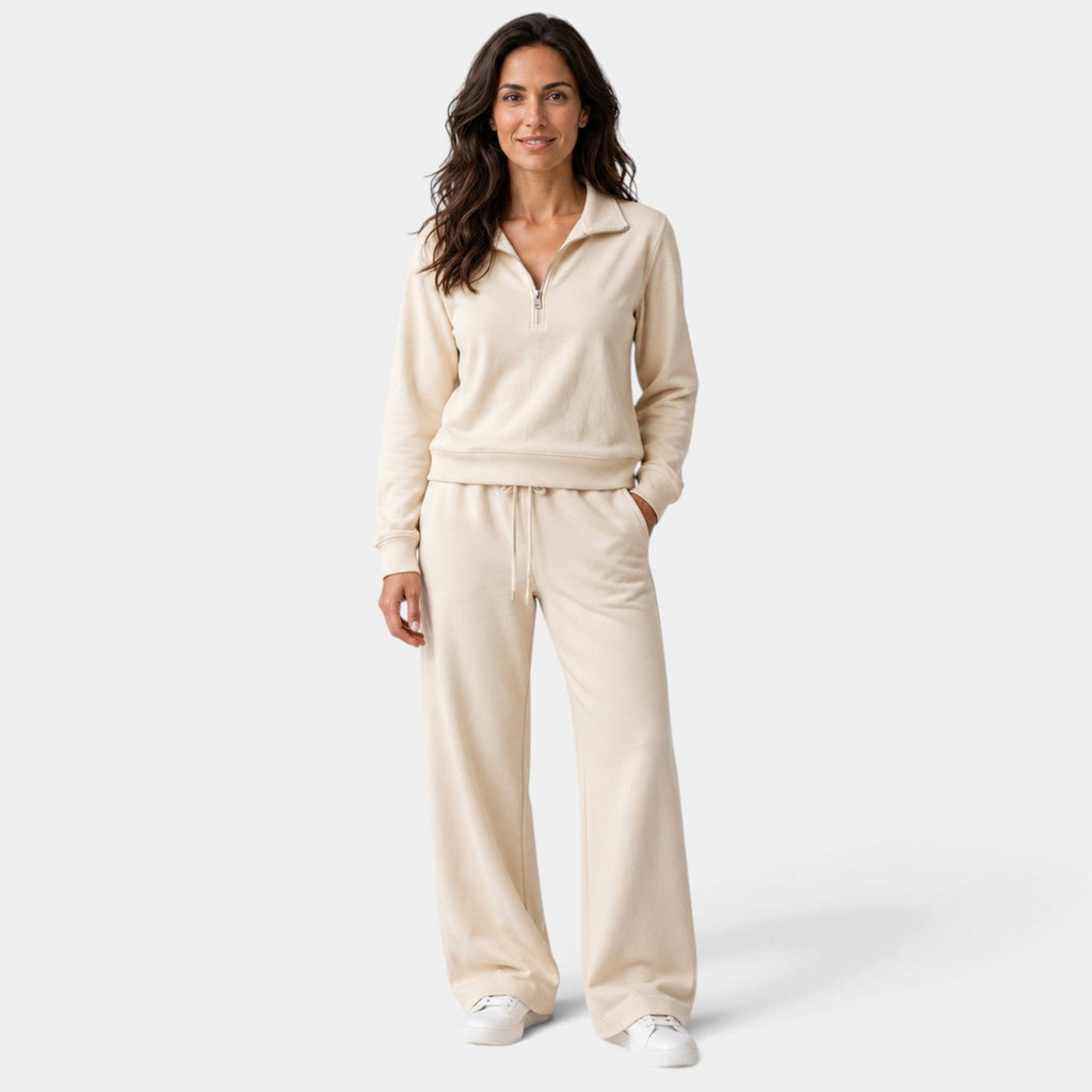 Conjunto Mujer con Media Cremallera y Pantalón Ancho