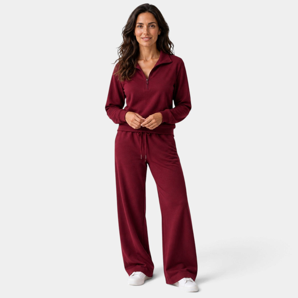 Conjunto Mujer con Media Cremallera y Pantalón Ancho
