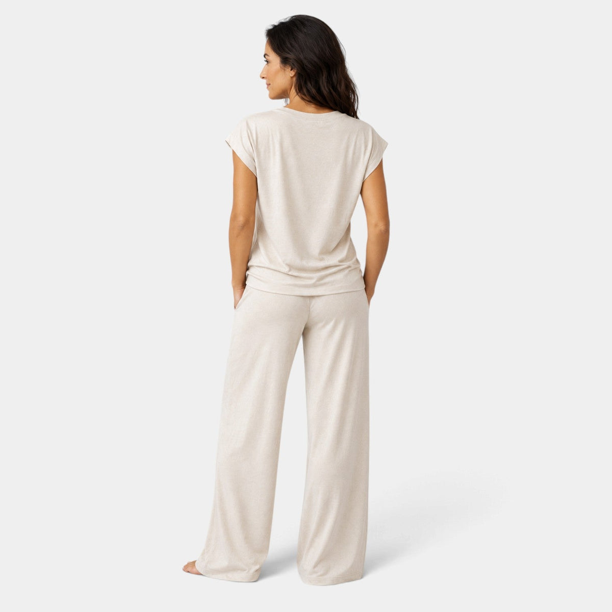 Conjunto Mujer de Manga Casquillo y Pantalón Ancho