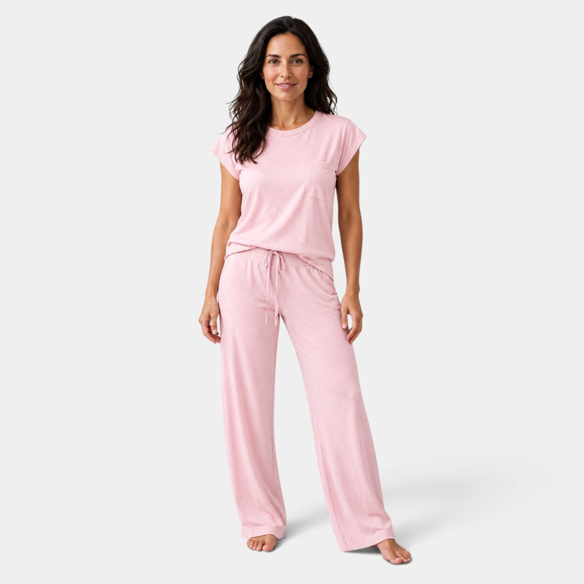 Conjunto Mujer de Manga Casquillo y Pantalón Ancho