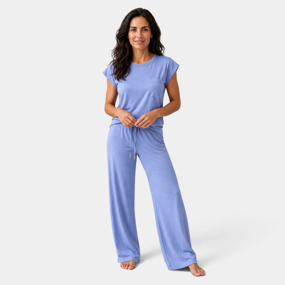 Conjunto Mujer de Manga Casquillo y Pantalón Ancho