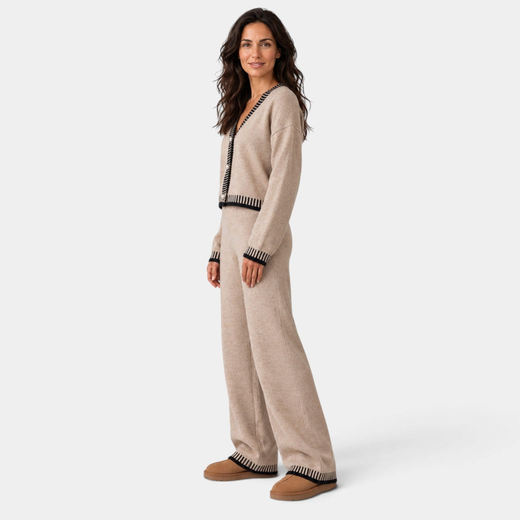 Conjunto Mujer de Punto con Ribete Contraste