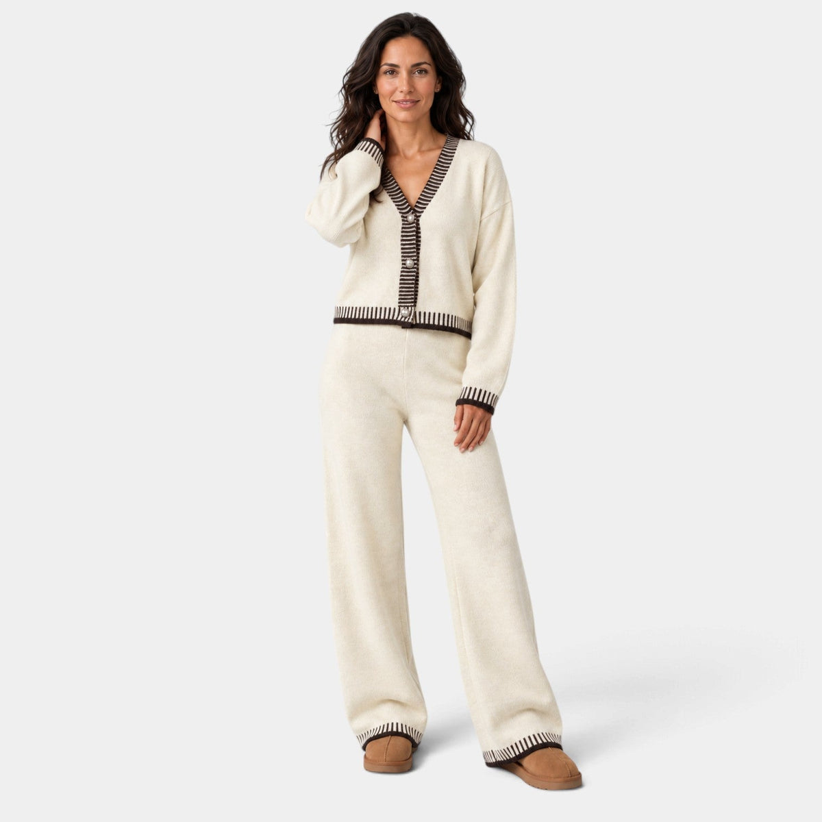Conjunto Mujer de Punto con Ribete Contraste
