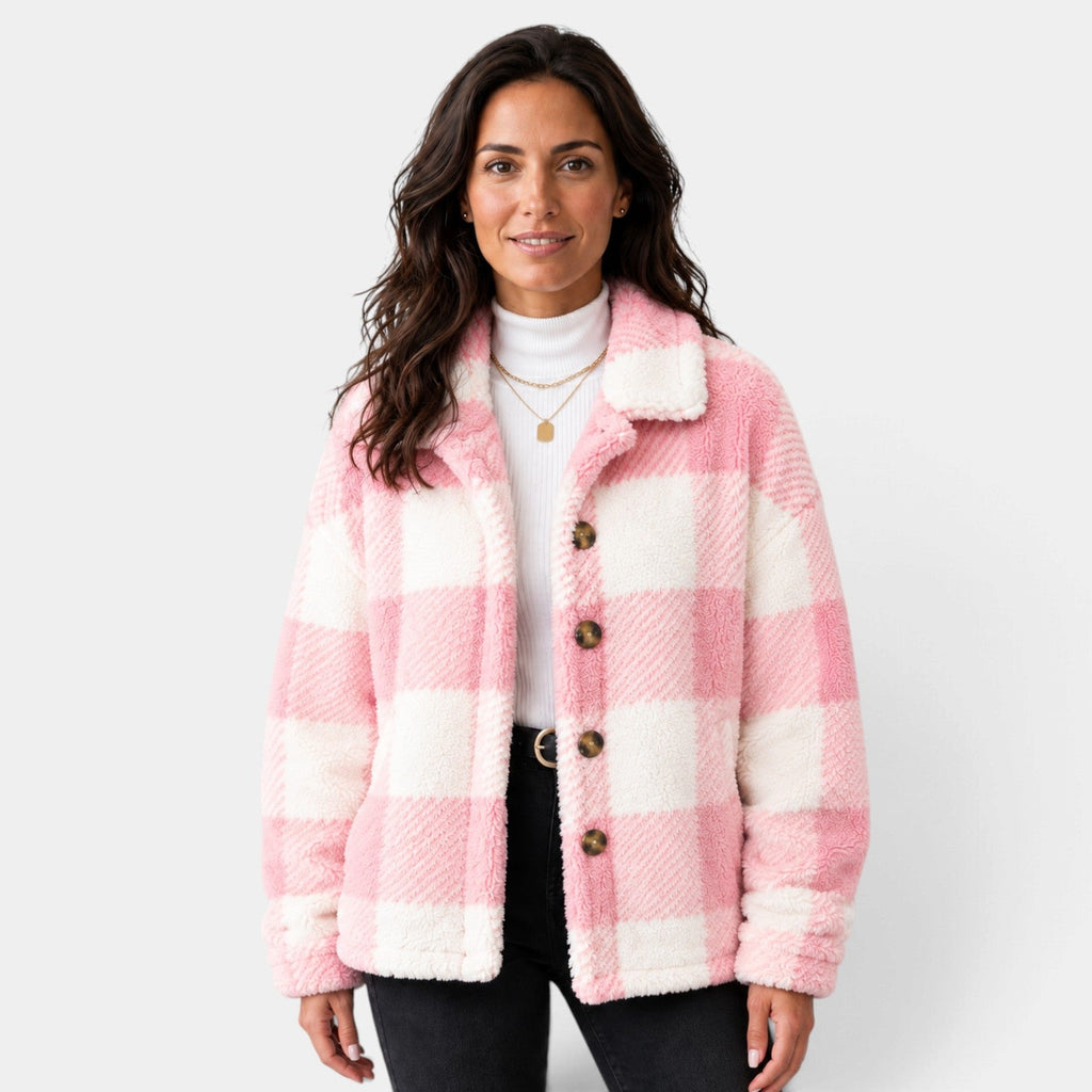Chaqueta Mujer de Cuadros Afelpada para Otoño e Invierno