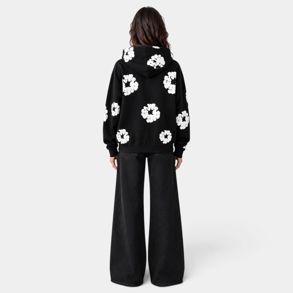 Sudadera Mujer Oversize con Capucha Estampado Floral