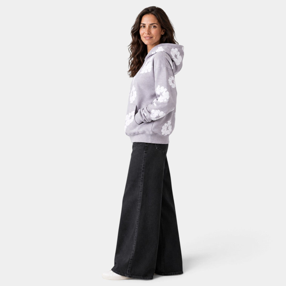 Sudadera Mujer Oversize con Capucha Estampado Floral