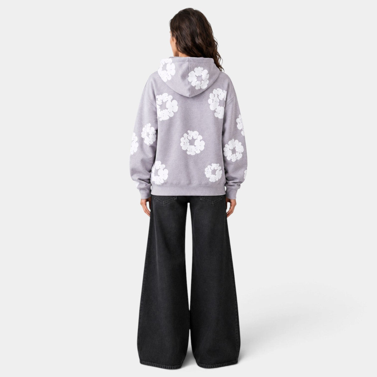 Sudadera Mujer Oversize con Capucha Estampado Floral