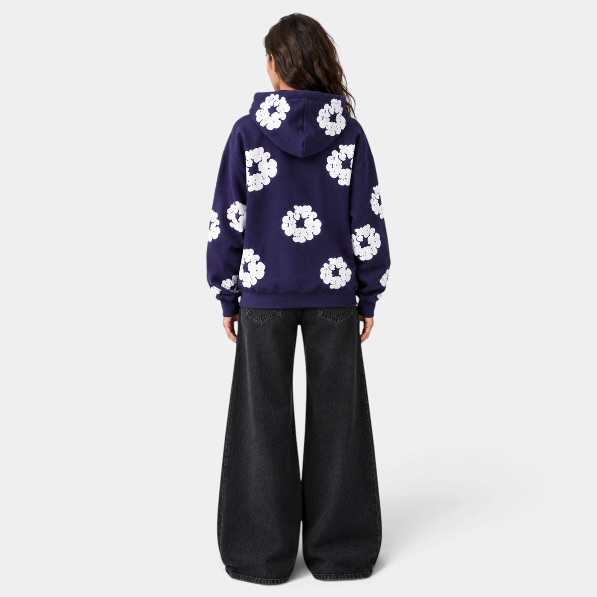 Sudadera Mujer Oversize con Capucha Estampado Floral