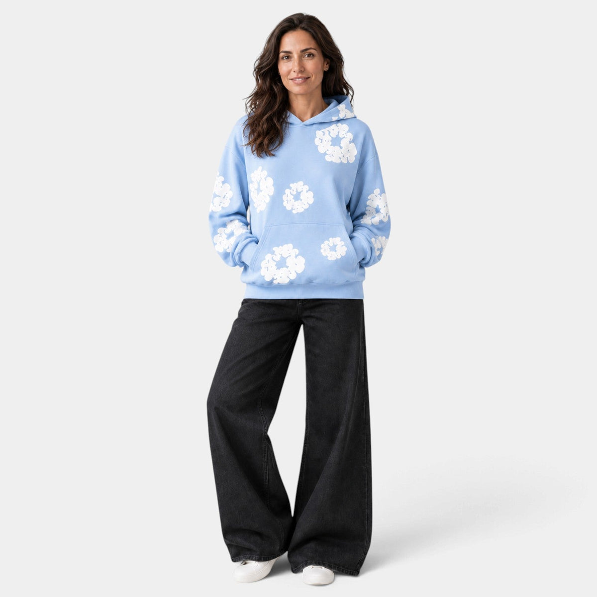 Sudadera Mujer Oversize con Capucha Estampado Floral