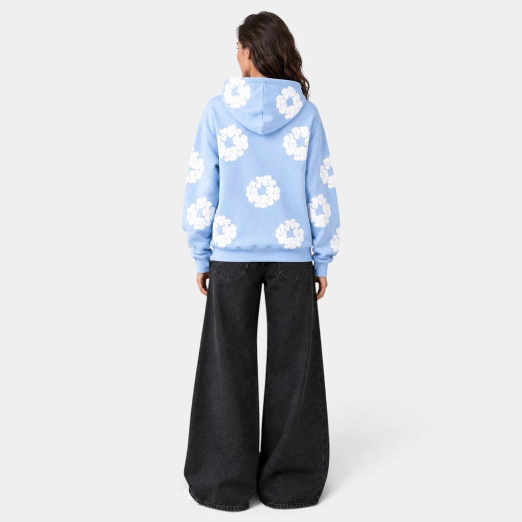 Sudadera Mujer Oversize con Capucha Estampado Floral