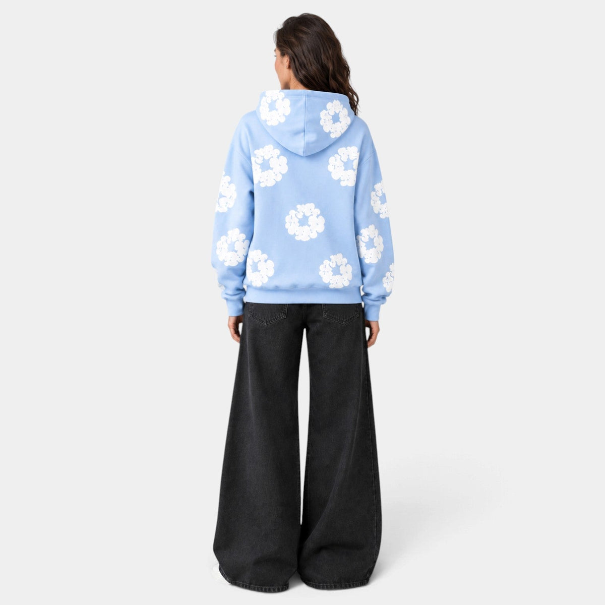 Sudadera Mujer Oversize con Capucha Estampado Floral