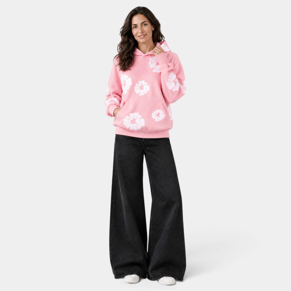 Sudadera Mujer Oversize con Capucha Estampado Floral