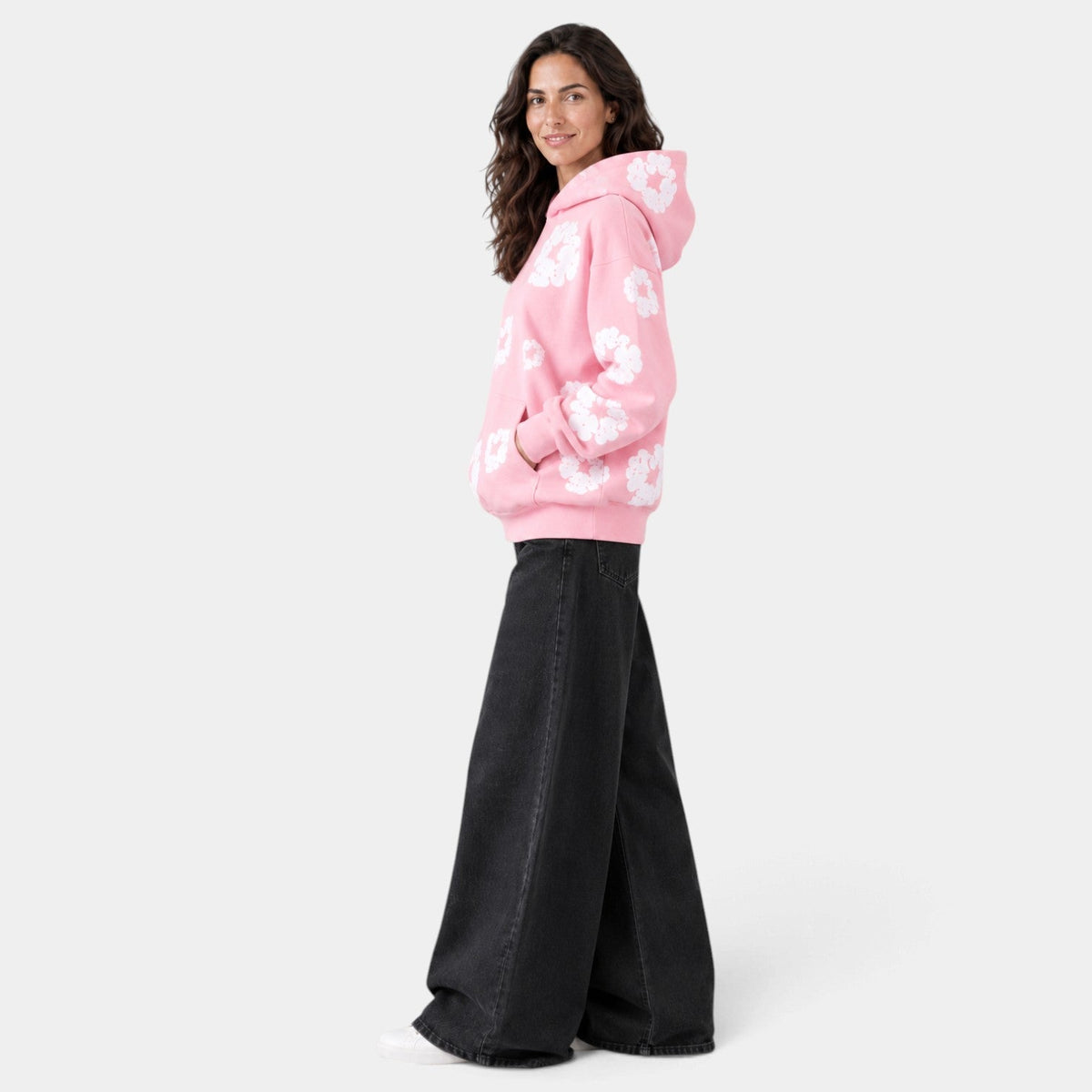 Sudadera Mujer Oversize con Capucha Estampado Floral