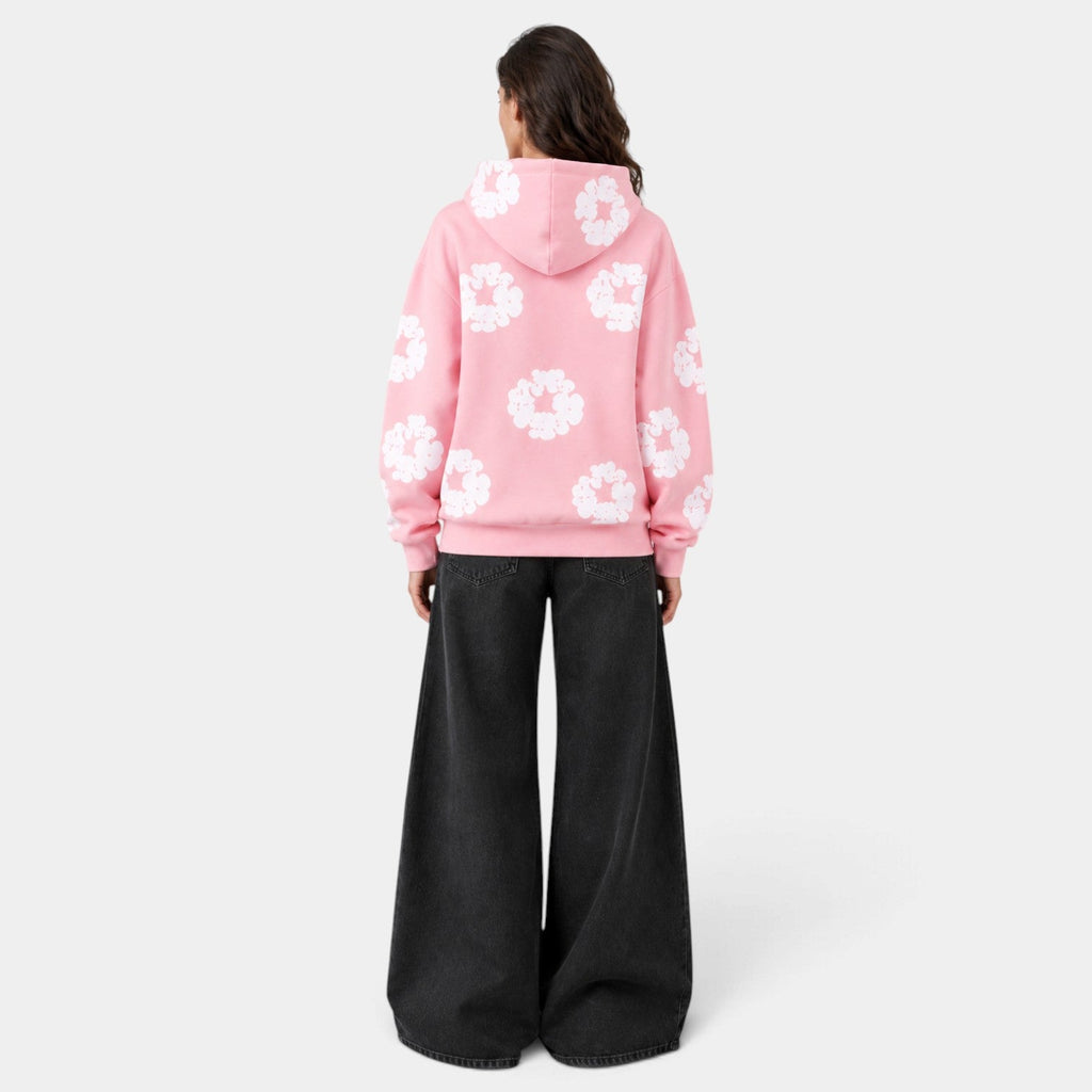 Sudadera Mujer Oversize con Capucha Estampado Floral