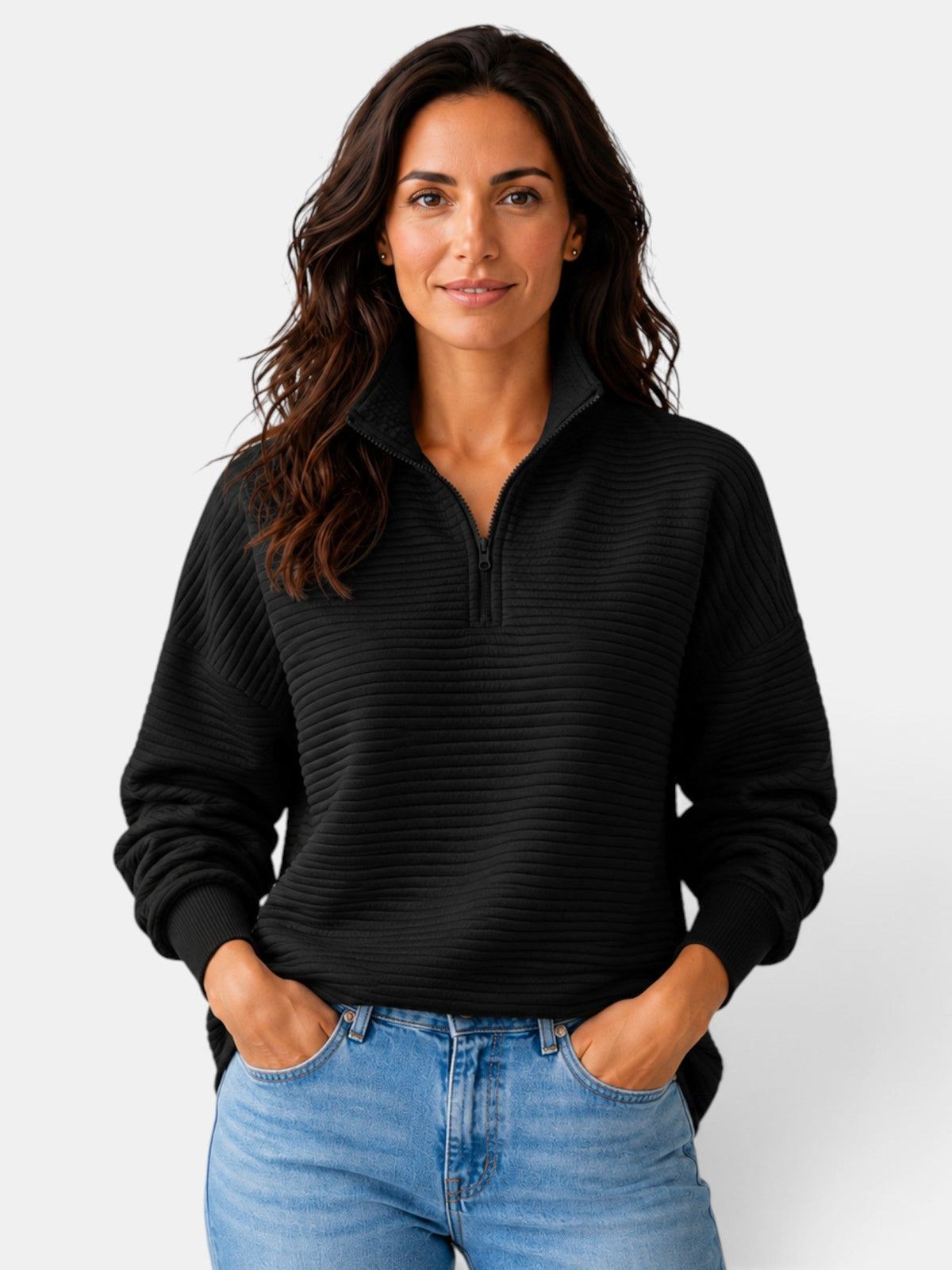 Suéter Mujer Cuello Alto Cremallera