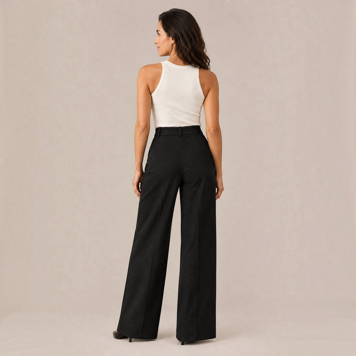 Pantalón Mujer Elegante de Talle Alto Recto Ancho