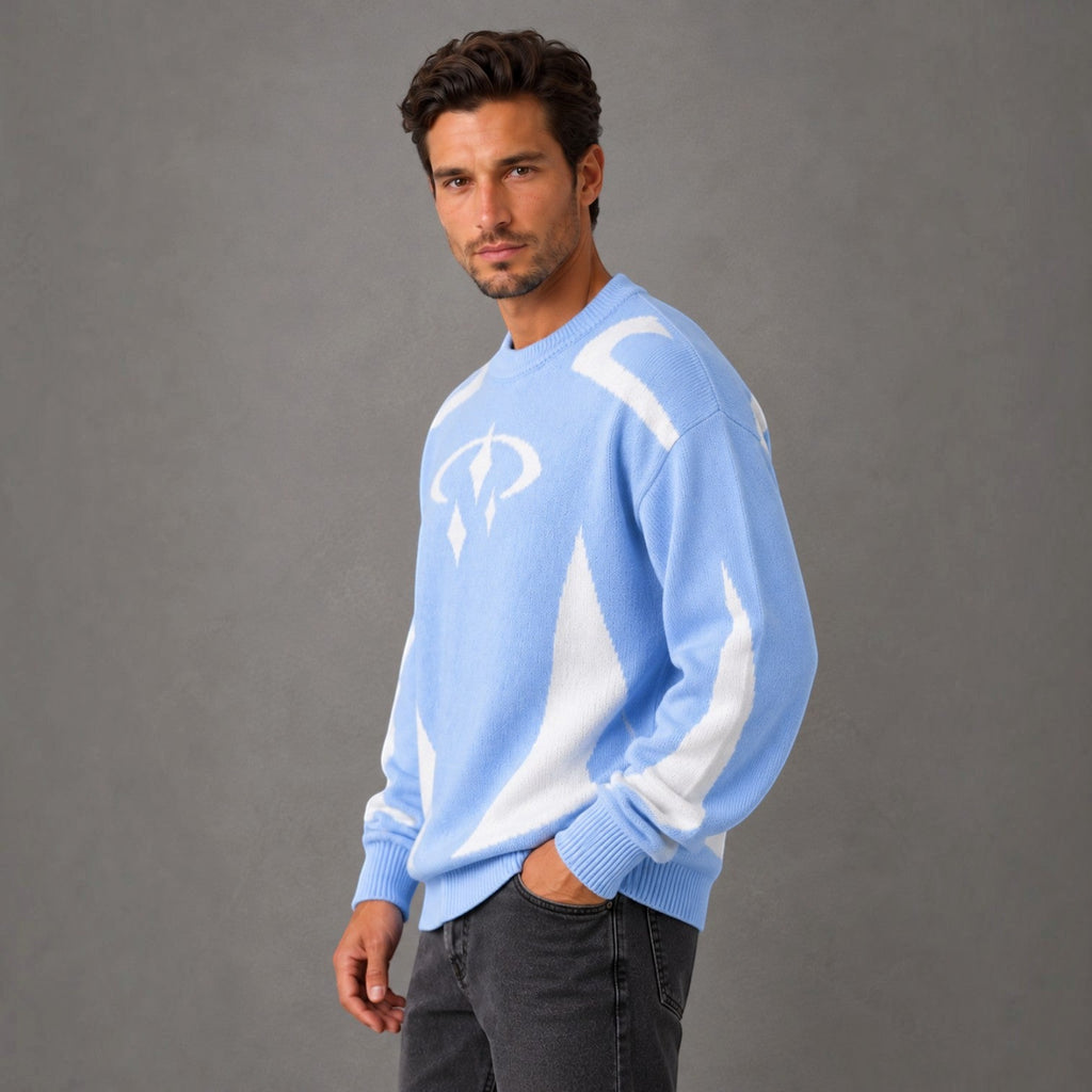 Jersey Hombre Cuello Redondo con Estampado Tejido Streetwear