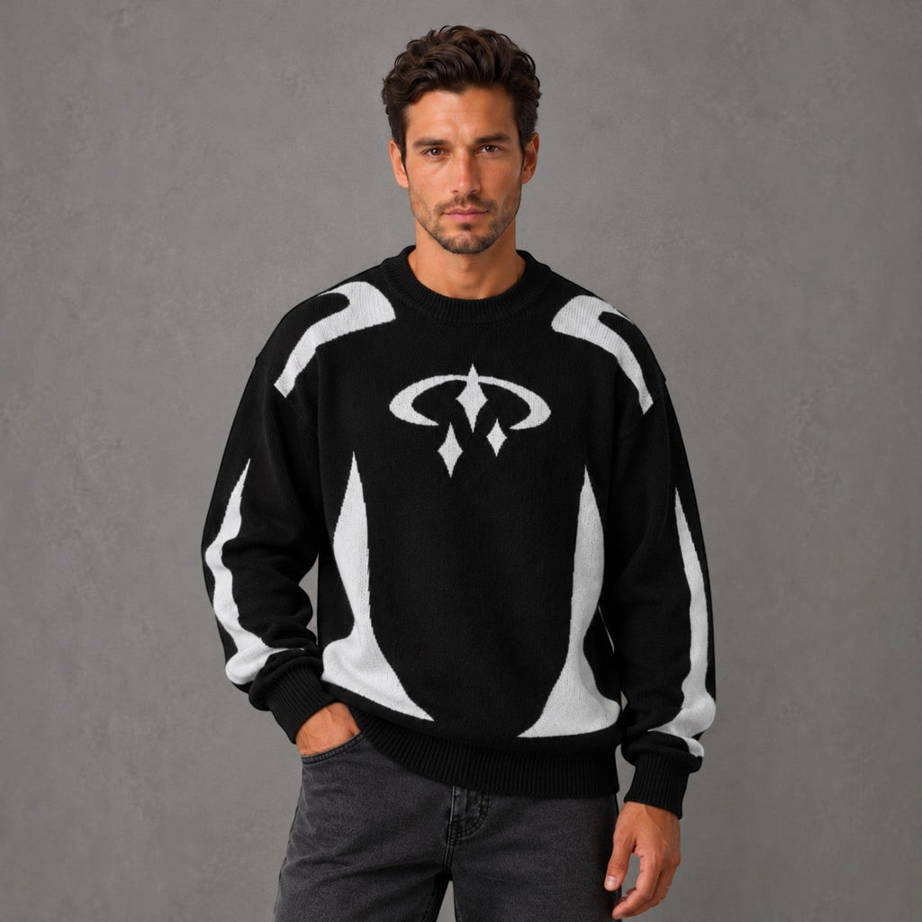 Jersey Hombre Cuello Redondo con Estampado Tejido Streetwear