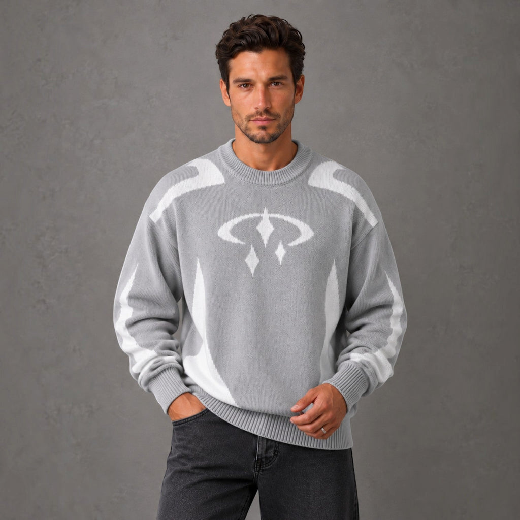 Jersey Hombre Cuello Redondo con Estampado Tejido Streetwear